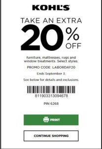 Kohls 20 Off Promo Code